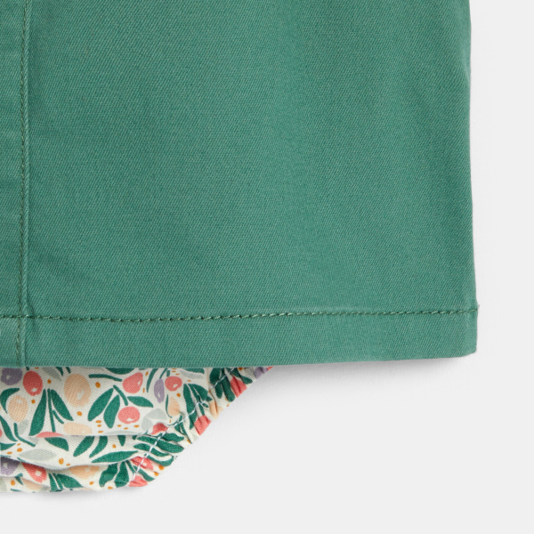 فستان سالوبيت من البوبلين القطني باللون الأخضر للفتيات الصغيرات